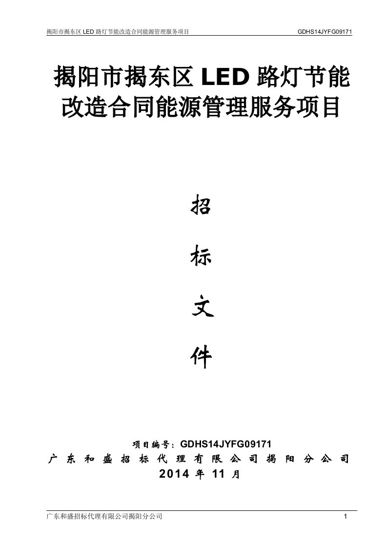 揭阳市揭东区LED路灯节能改造合同能源管理服务项目