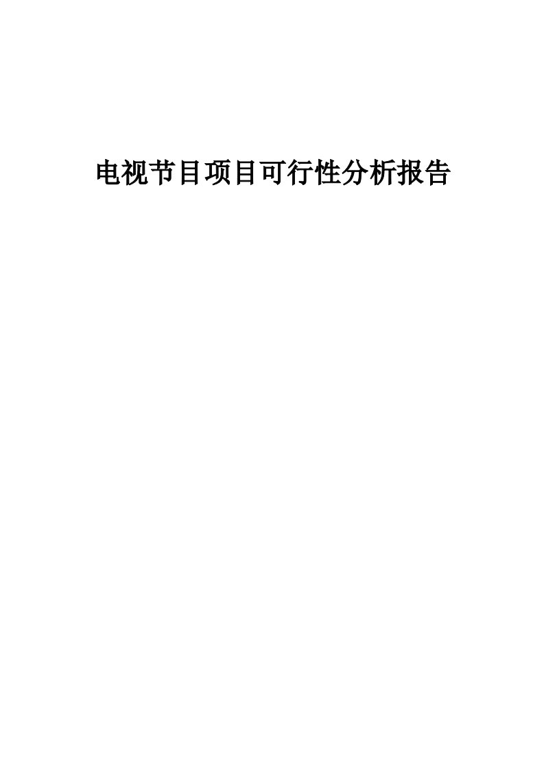 2024年电视节目项目可行性分析报告