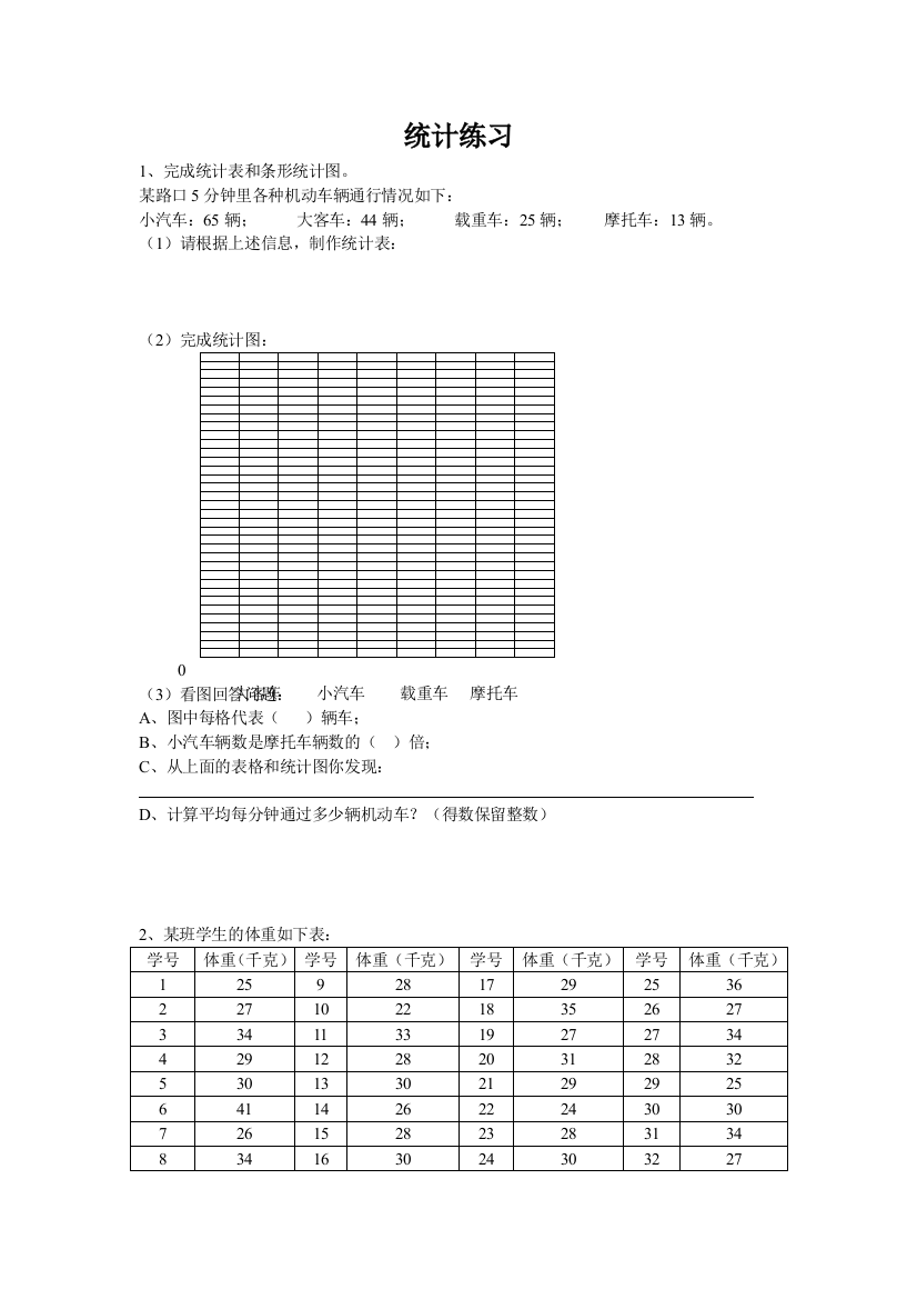 【小学中学教育精选】统计单元练习