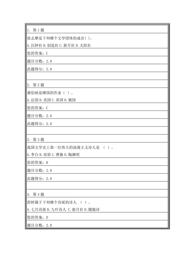 大学语文100分