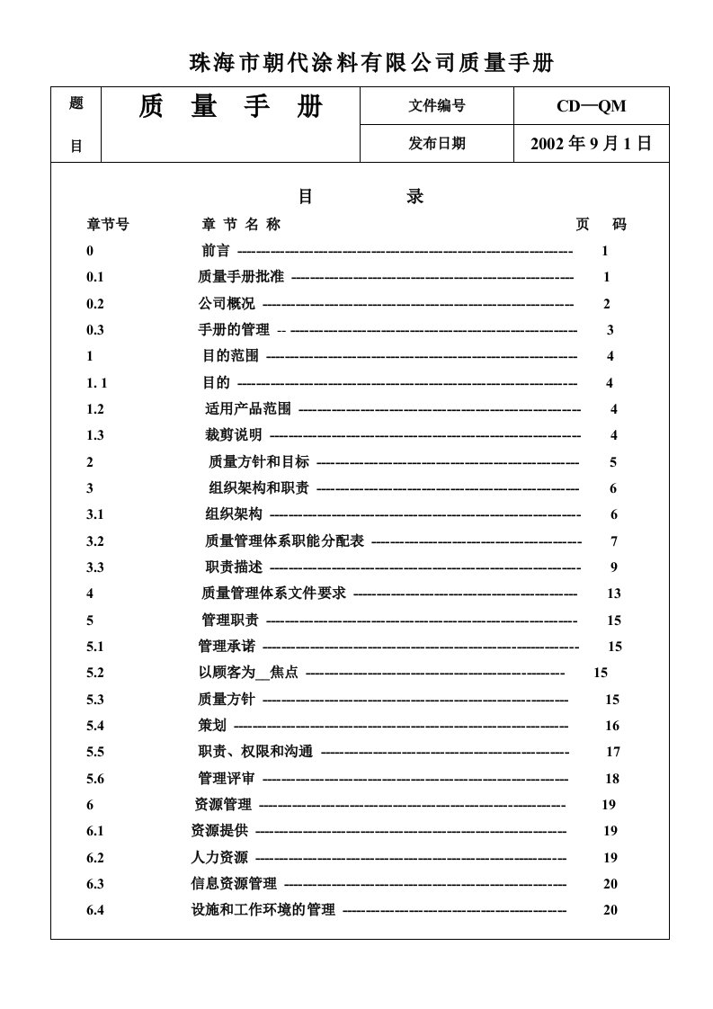 珠海涂料质量手册NEWR