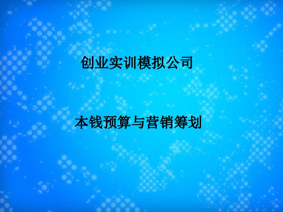 成本预算与营销策划