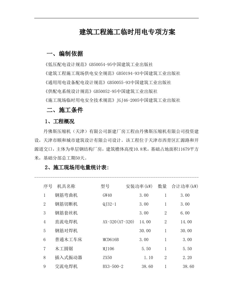 建筑资料-丹佛斯工程施工临时用电专项方案A