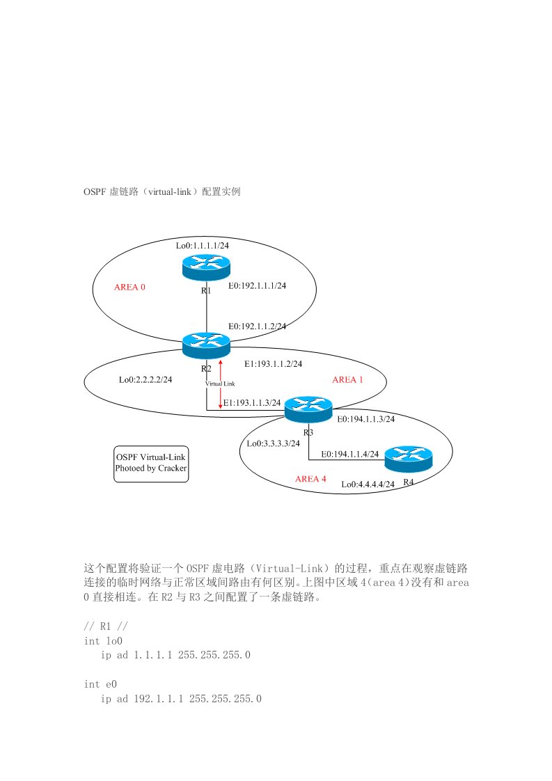 OSPF虚链路(virtual-link)配置实例