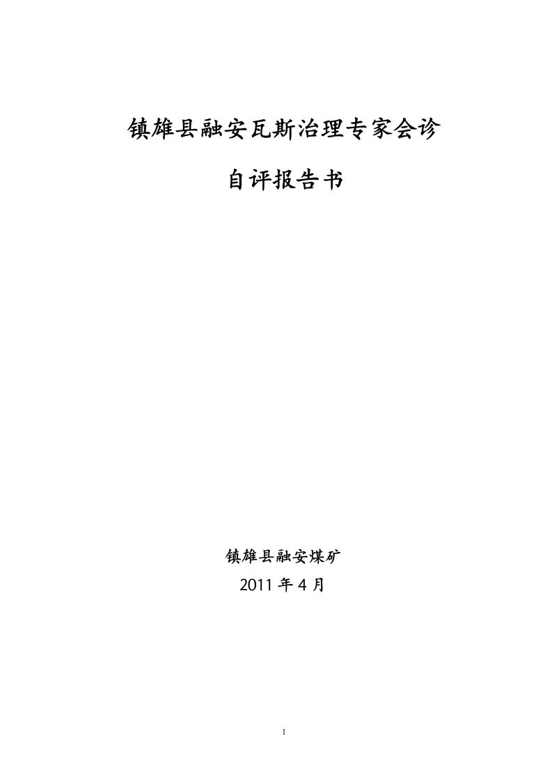 融安煤矿瓦斯治理专家会诊自评报告书