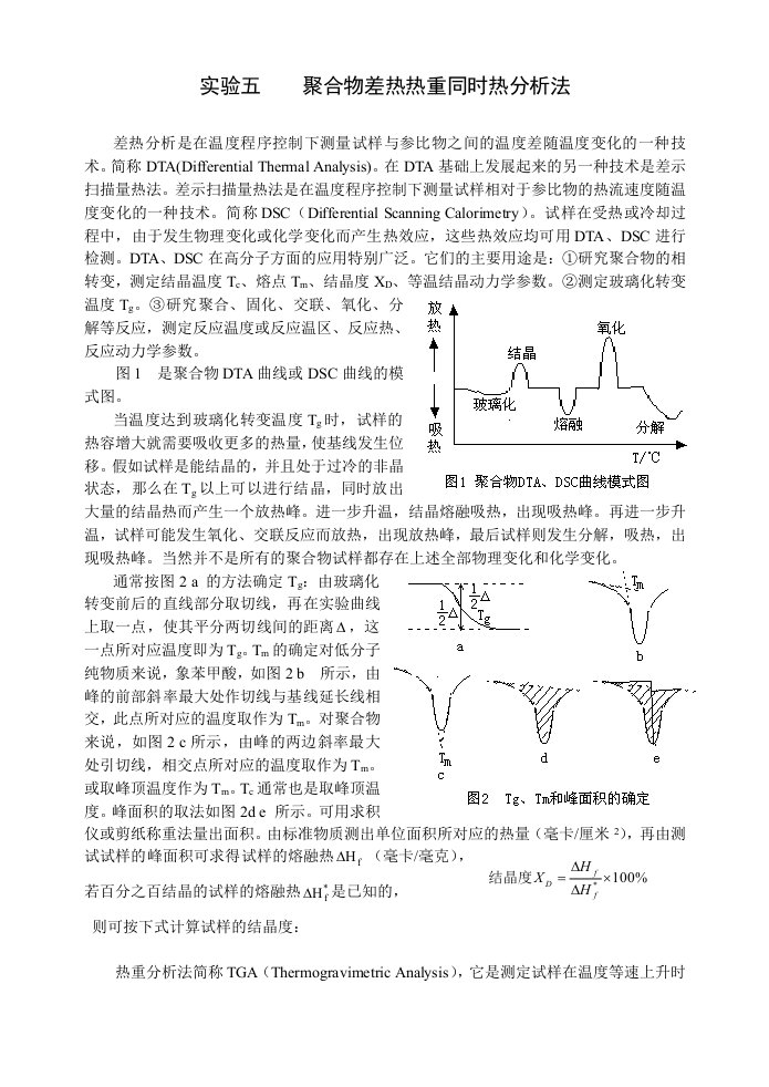 实验1.聚合物的热分析实验报告