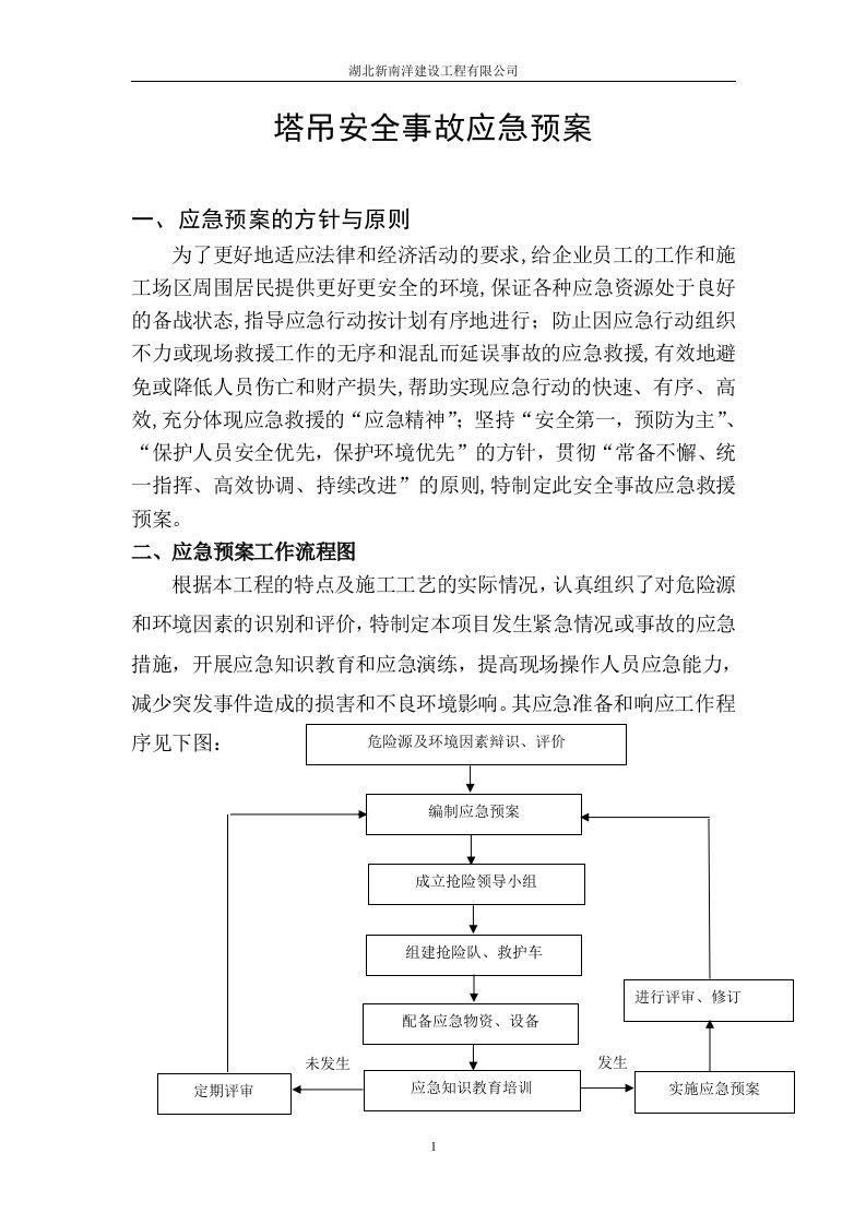 塔吊安全事故应急预案