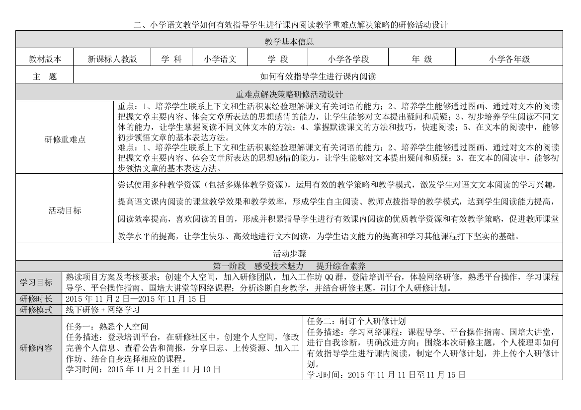 小学语文如何有效指导学生进行课内阅读基于单元教学重难点解决策略的研修活动设计