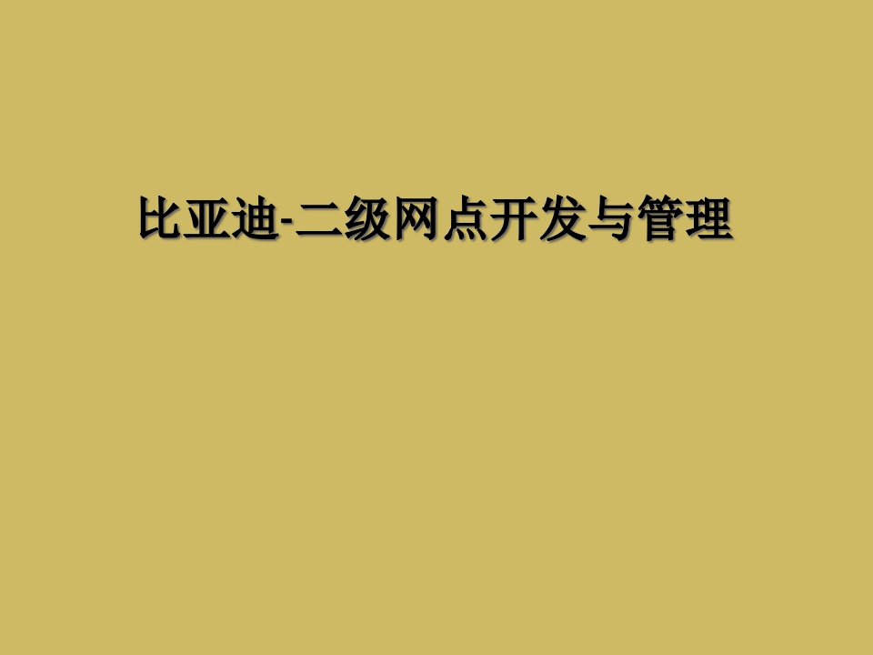 比亚迪二级网点开发与管理