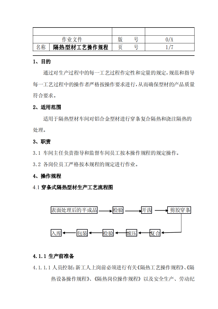 铝合金隔热型材工艺操作规程7页-BD