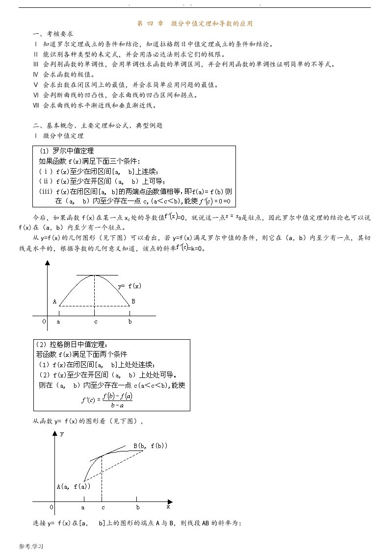 第四章微分中值定理与导数的应用