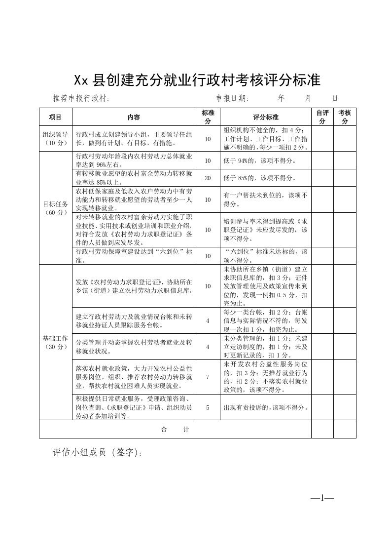 充分就业村评分标准和就业率算法.doc