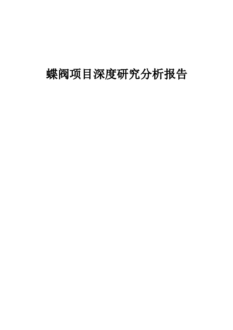 蝶阀项目深度研究分析报告