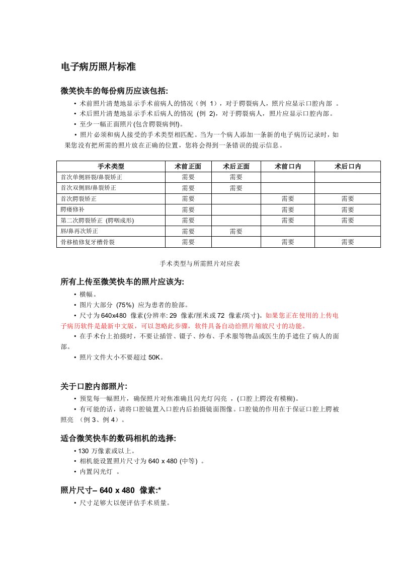 电子病历照片标准