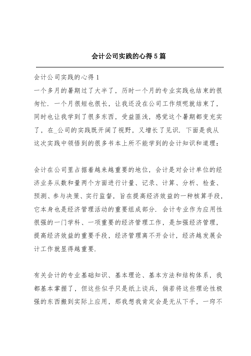 会计公司实践的心得5篇