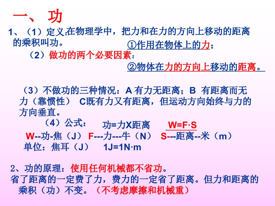 人教版物理第十五章功和机械能复习ppt课件