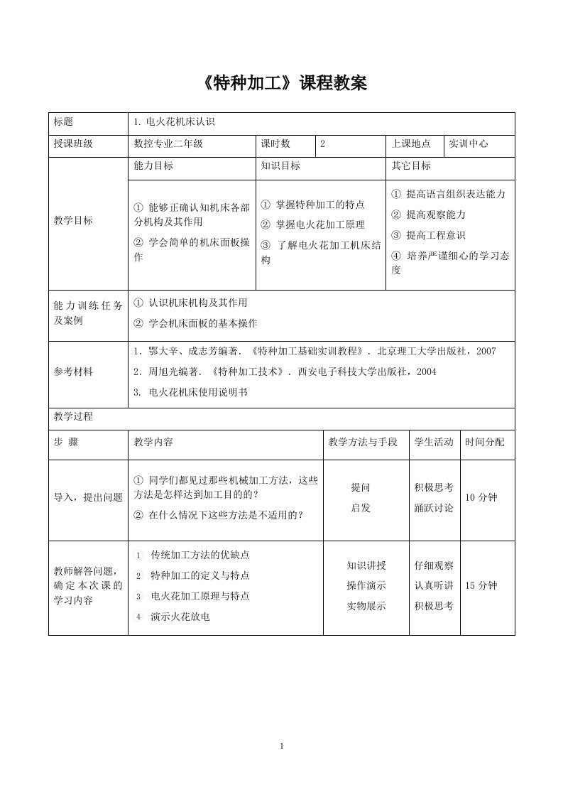 《特种加工》教案