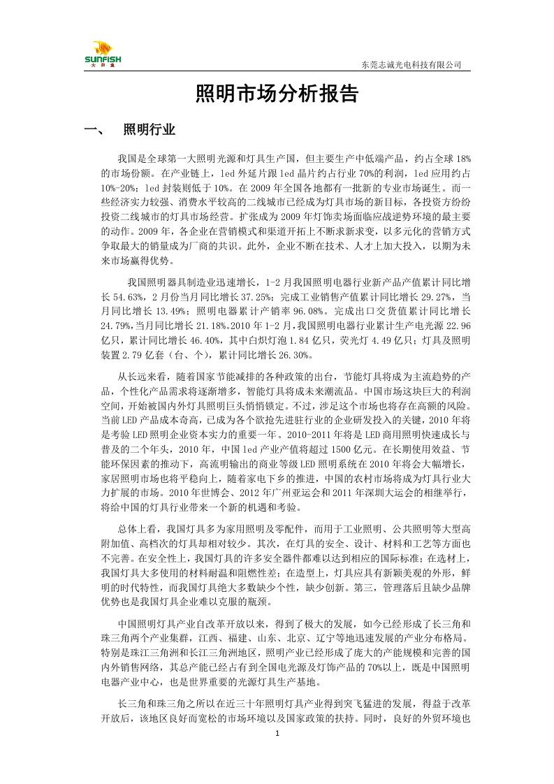 照明市场分析报告-word资料(精)