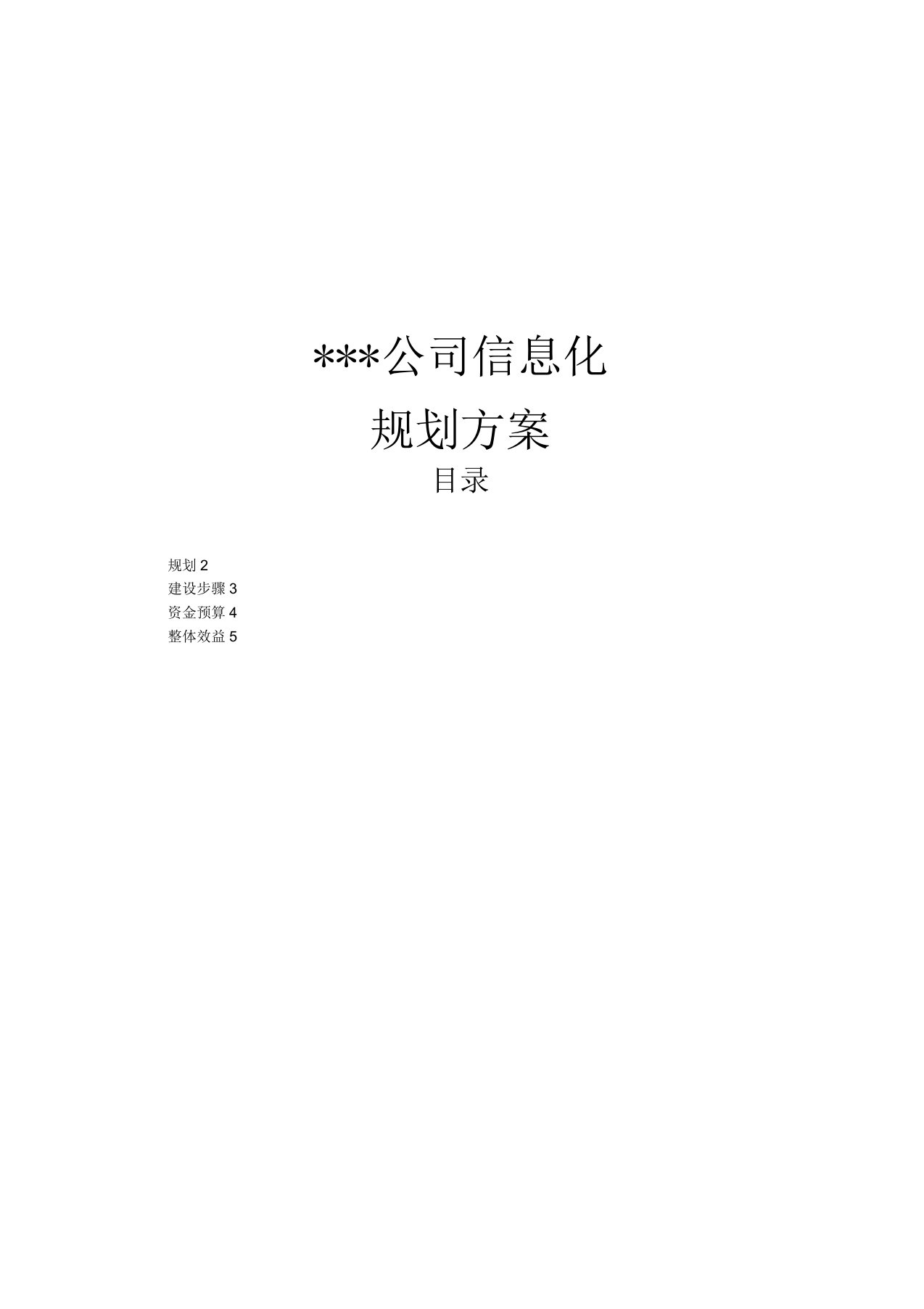 公司信息化预算规划