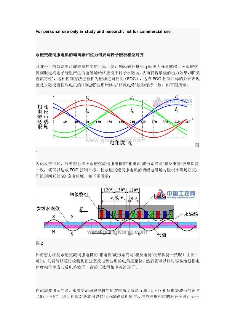 永磁交流伺服电机编码器相位为何要与转子磁极相位对齐(波恩)