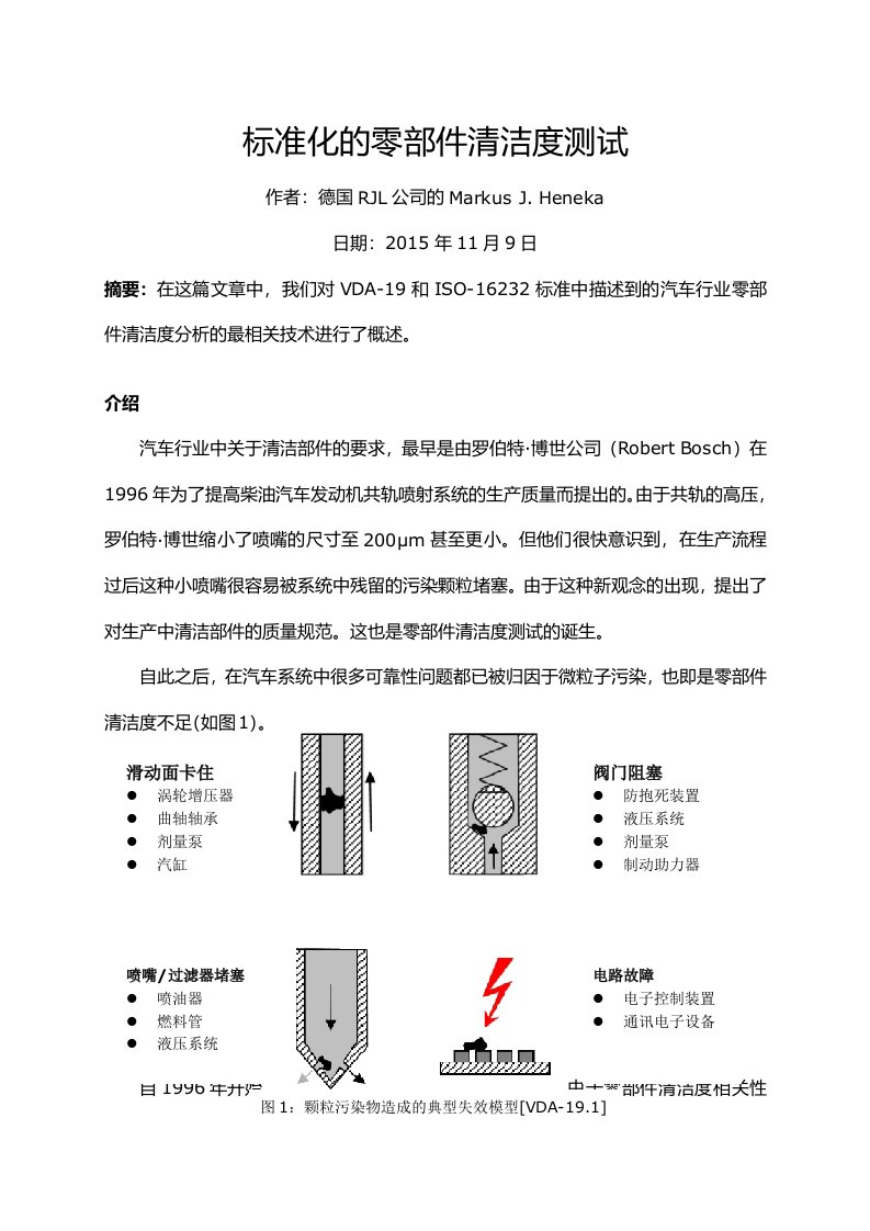 零部件清洁度分析