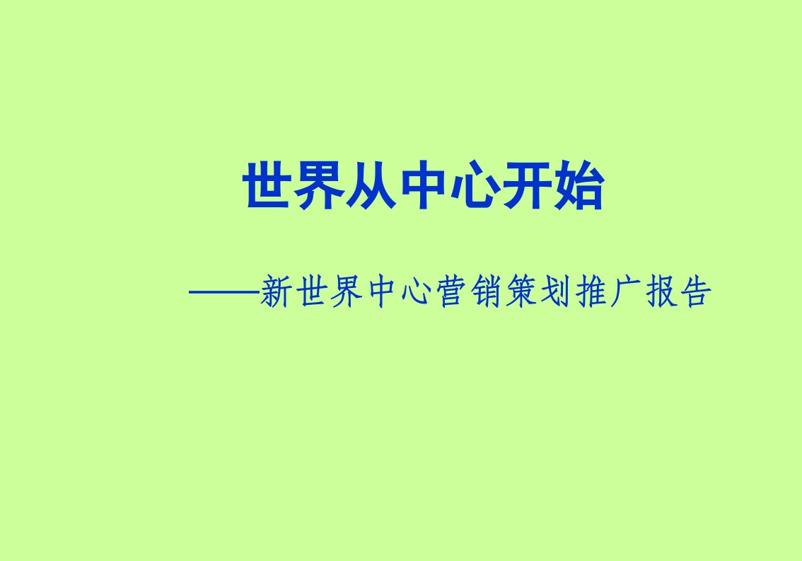 武汉新世界中心商业项目营销策划推广报告