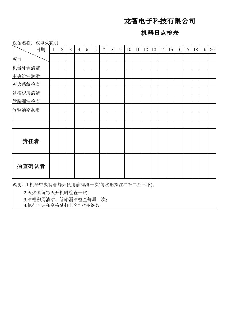 机器点检表