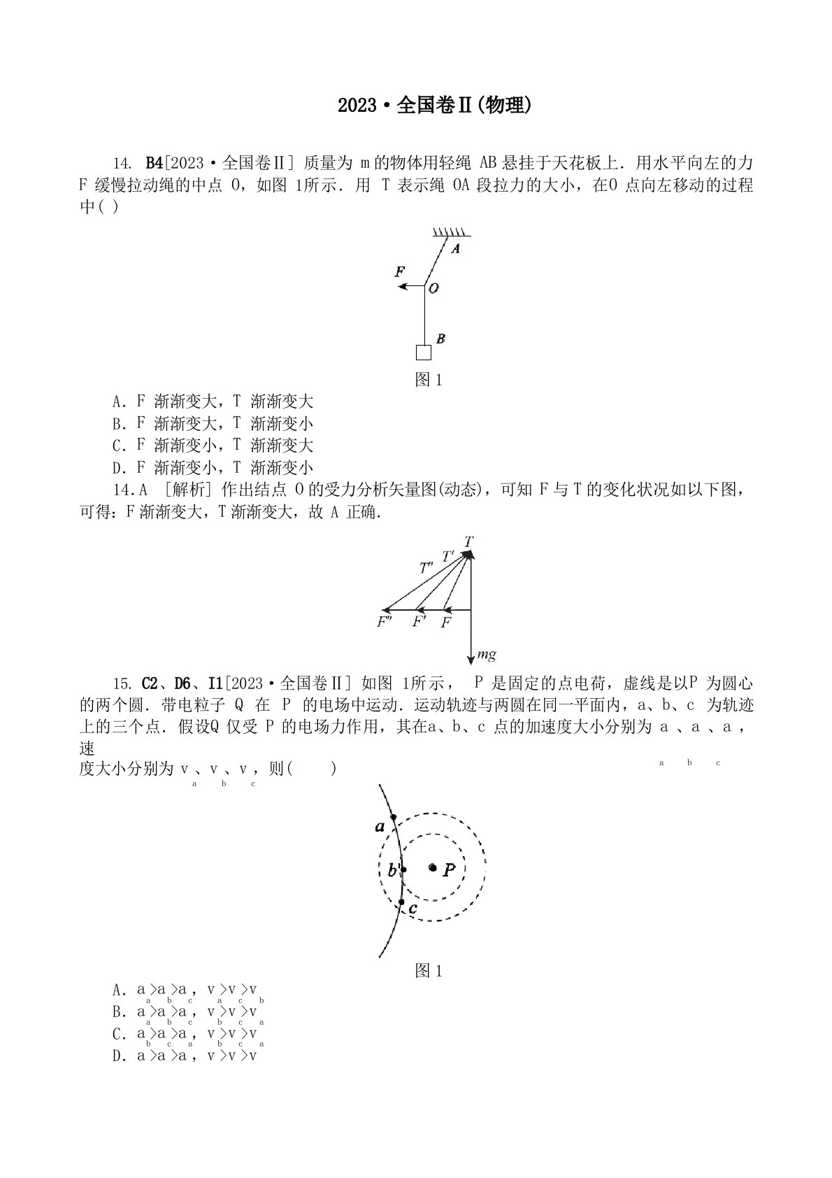 2023年高考新课标全国卷II理综(物理)真题及答案