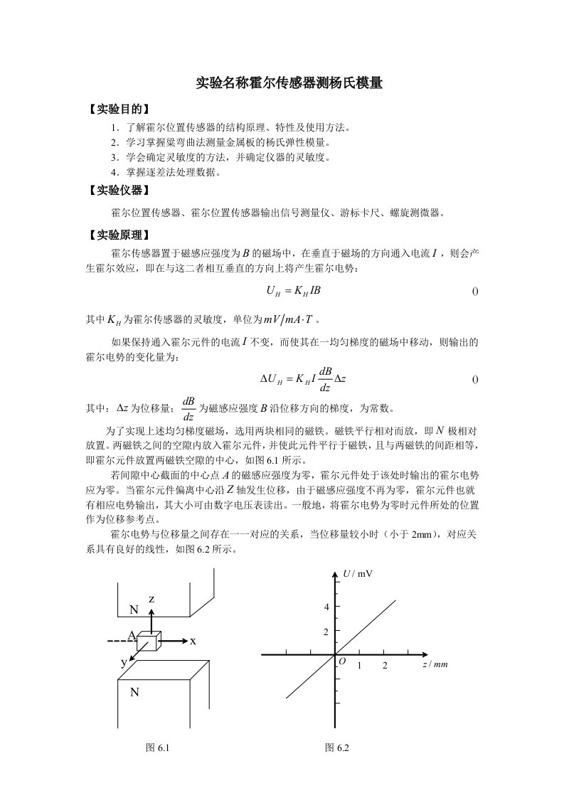 霍尔传感器测杨氏模量