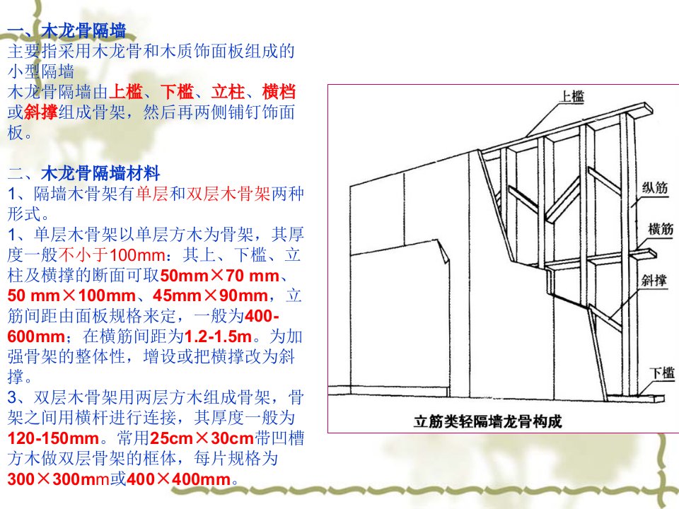 木龙骨隔墙的材料及工具