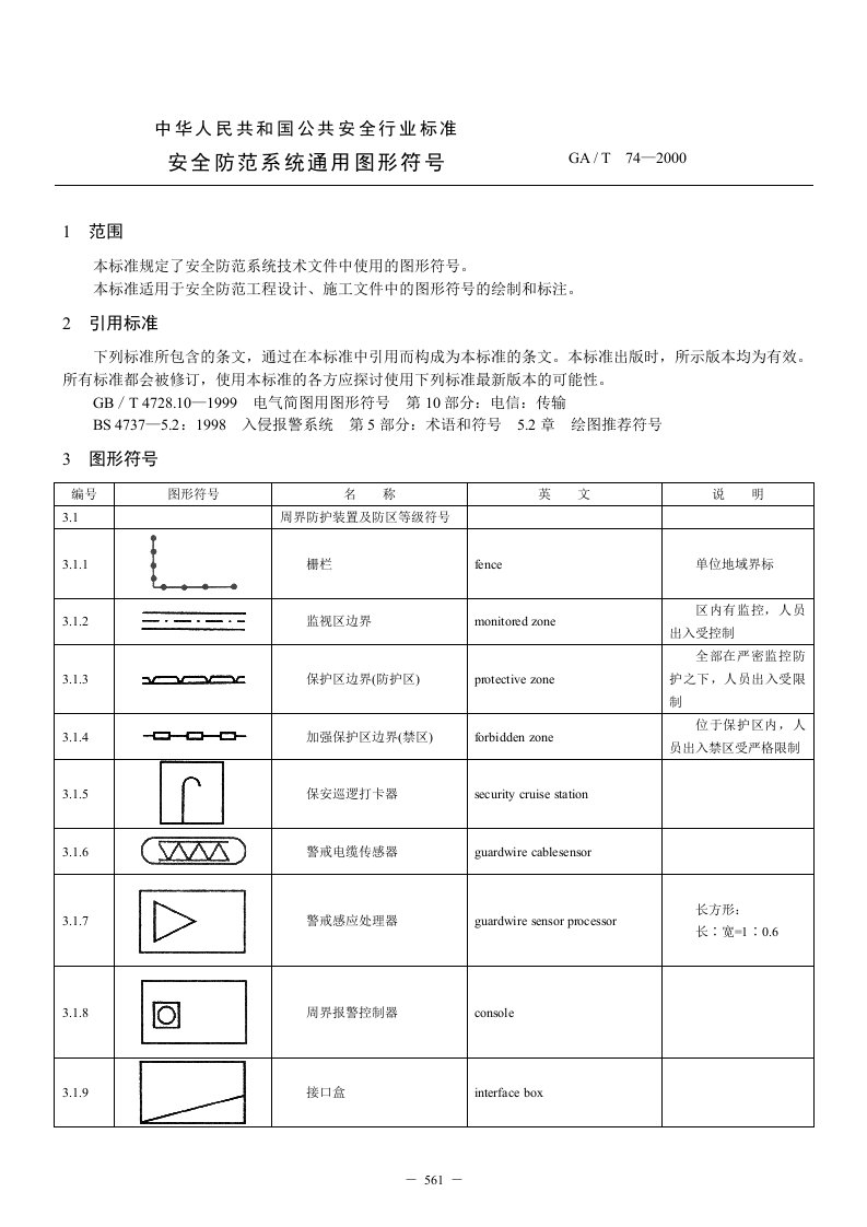 GAT74-2000安全防范系统通用图形符号