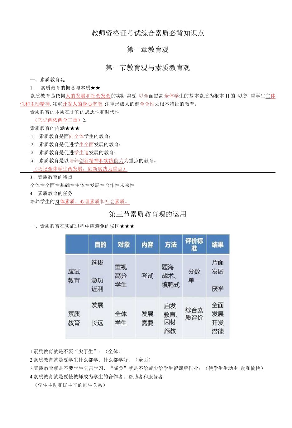 2022小学教师资格证考试科目一（综合素质）必背知识点（附2021真题与答案解析）