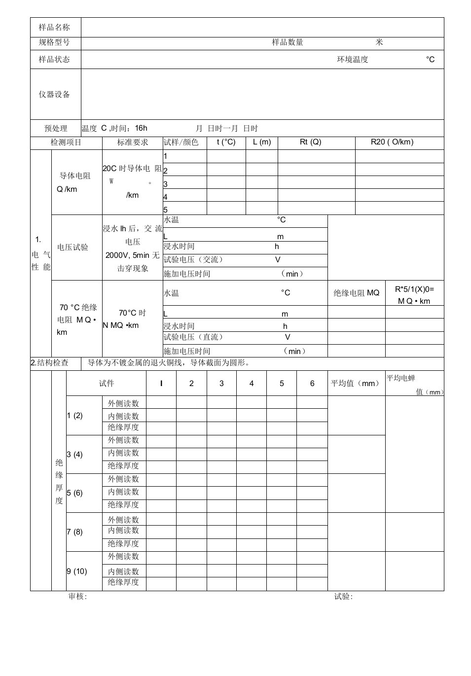 软电缆原始记录