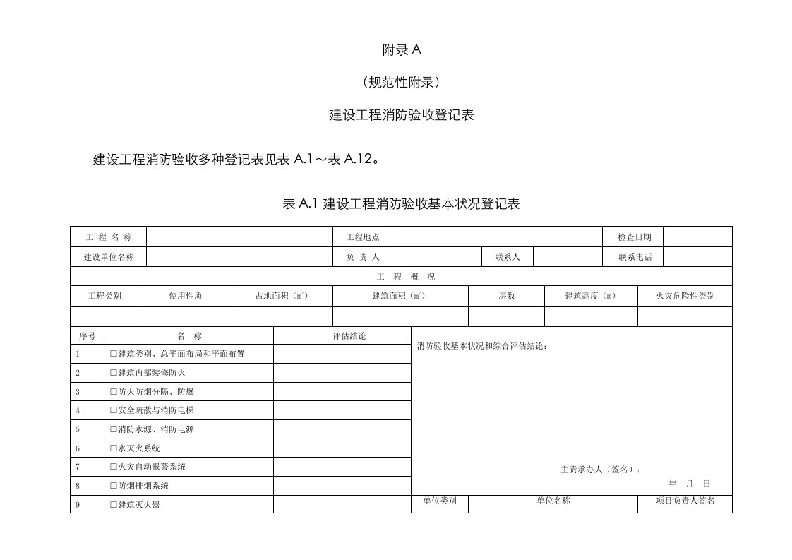 建设工程消防验收评定规则附录AB