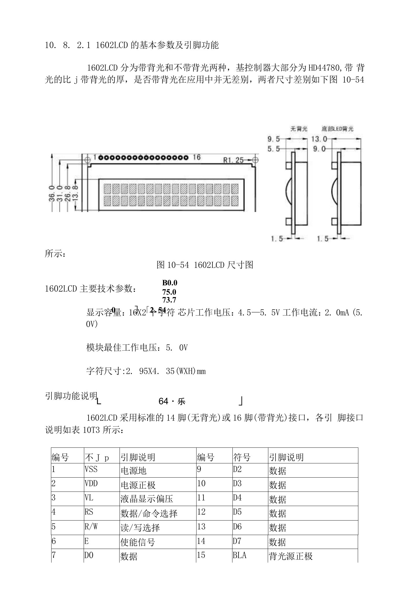 LCD的基本参数及引脚功能