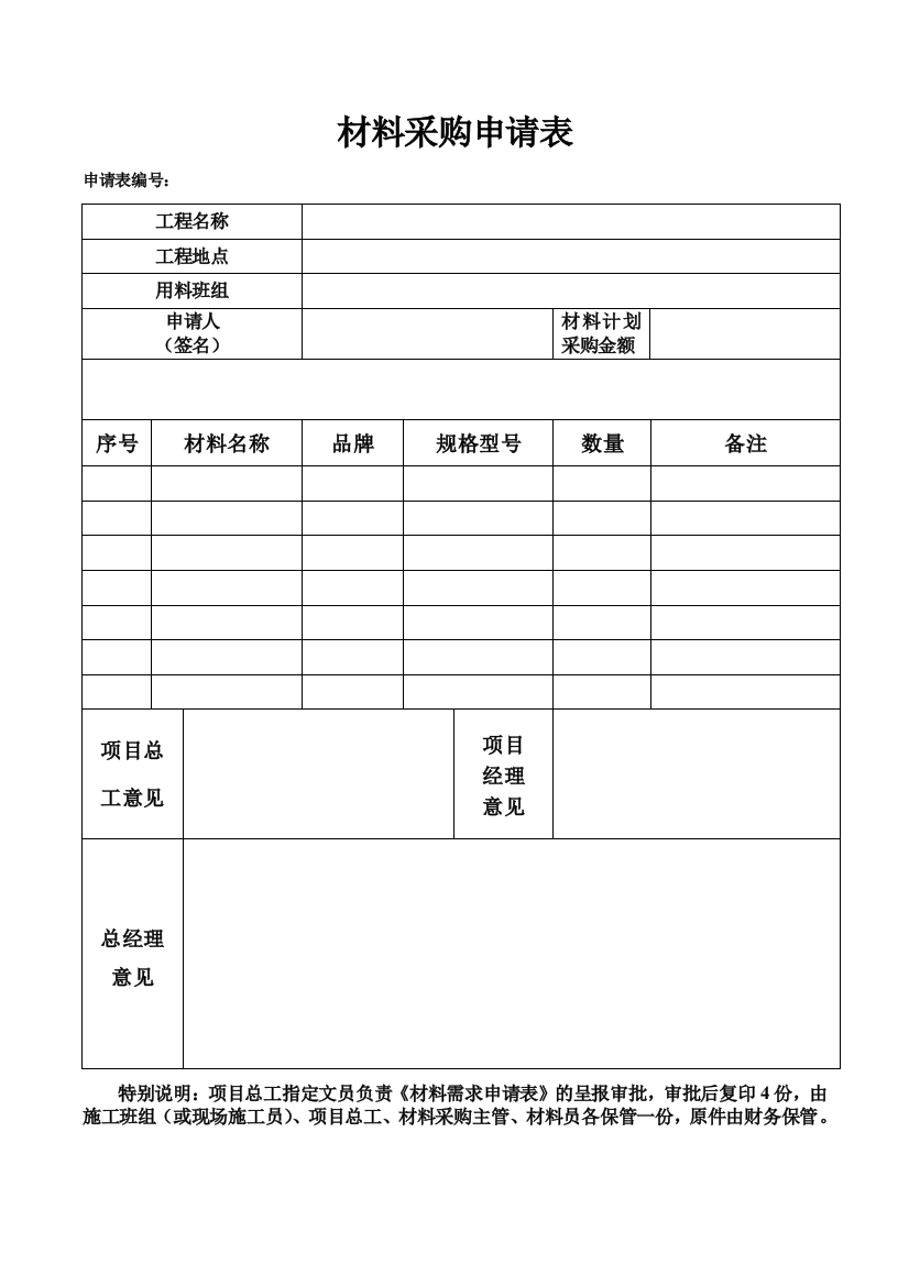 (完整版)材料采购申请表