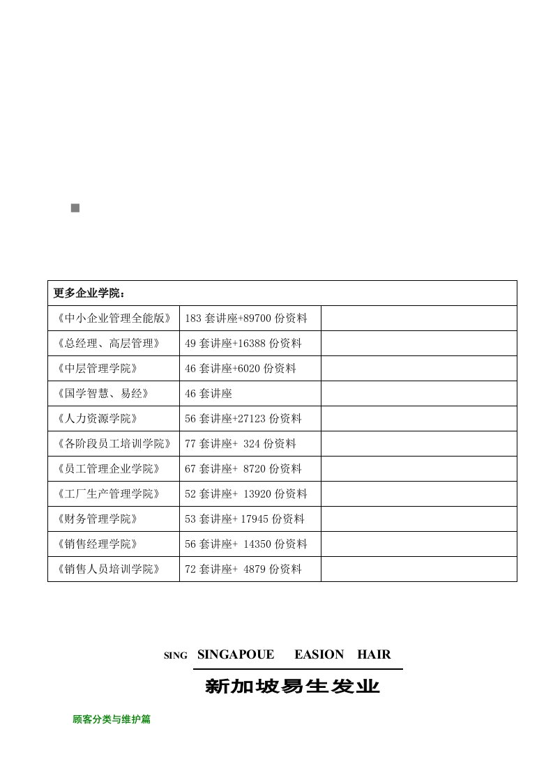 顾客分类与顾客维护