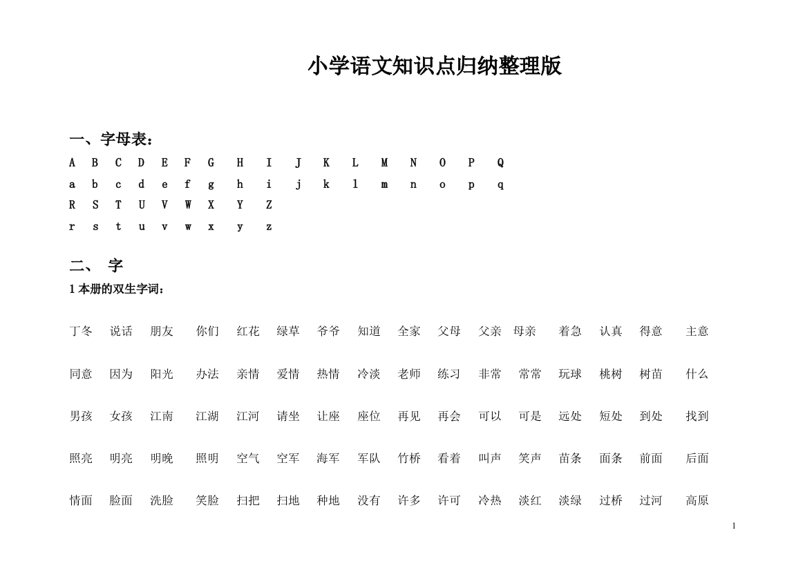 (完整版)人教版小学语文知识点汇总