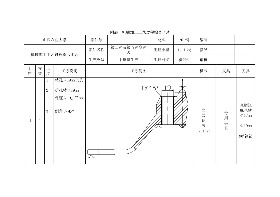 拨叉加工夹具设计工艺卡