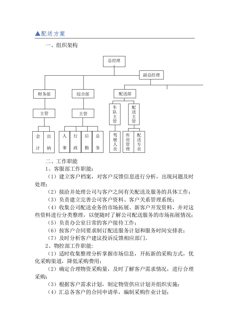 蔬菜、水果配送方案