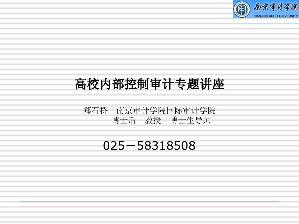 高校内部控制审计专题讲座郑石桥