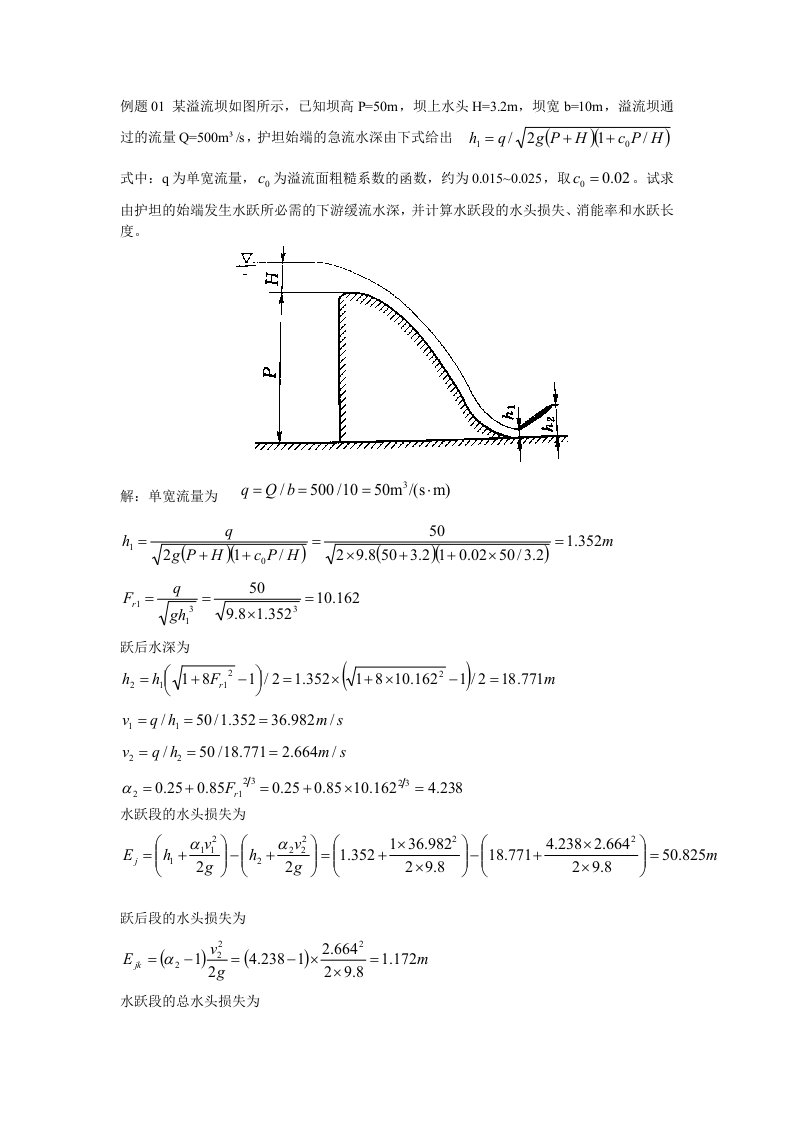 20140928水工建筑物泄洪消能水力计算-例题