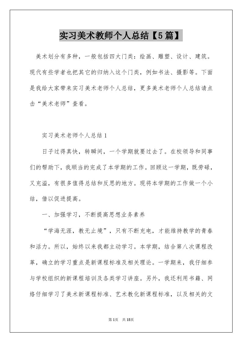 实习美术教师个人总结5篇