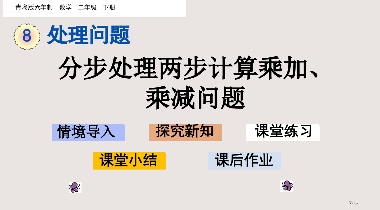 青岛版二年级下册第八单元8.1分步解决两步计算的乘加、乘减问题市公共课一等奖市赛课金奖课件