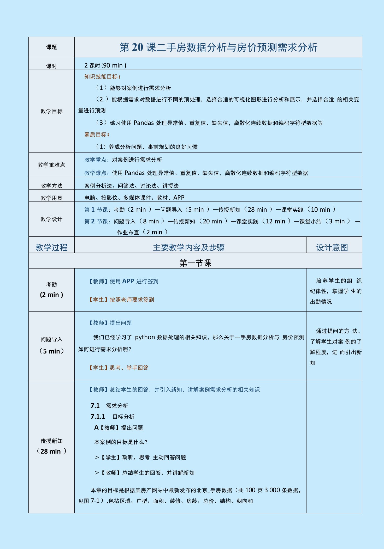 《Python数据分析与应用案例教程》教案