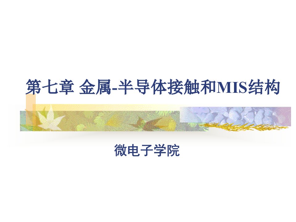 6第七章金属半导体接触和mis结构