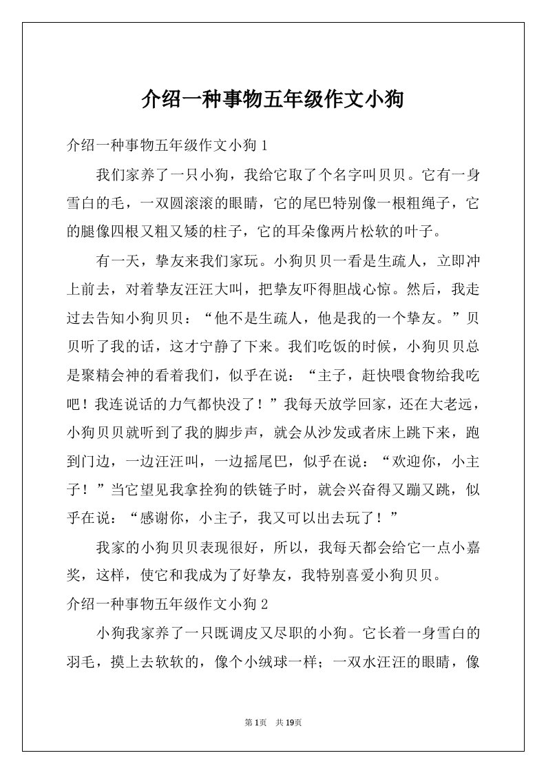 介绍一种事物五年级作文小狗