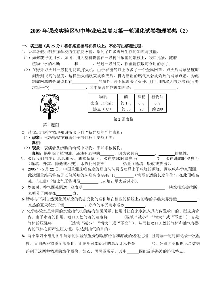 九年级新课标物理第一轮强化训练-热