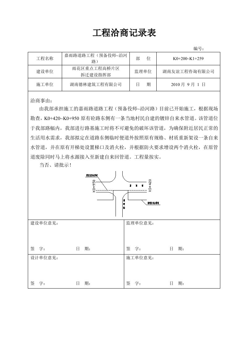 工程洽商记录表