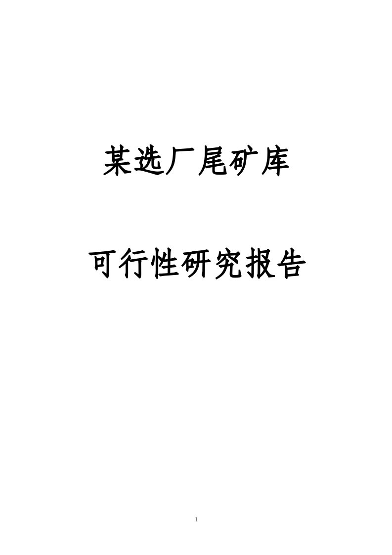 某选厂尾矿库可研报告可行性研究报告